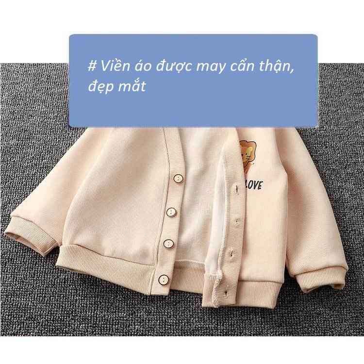 Áo cardigan lót lông mềm mịn và ấm áp, áo khoác nhẹ thu đông cho bé trai và bé gái size từ 3 tháng đến 6 tuổi