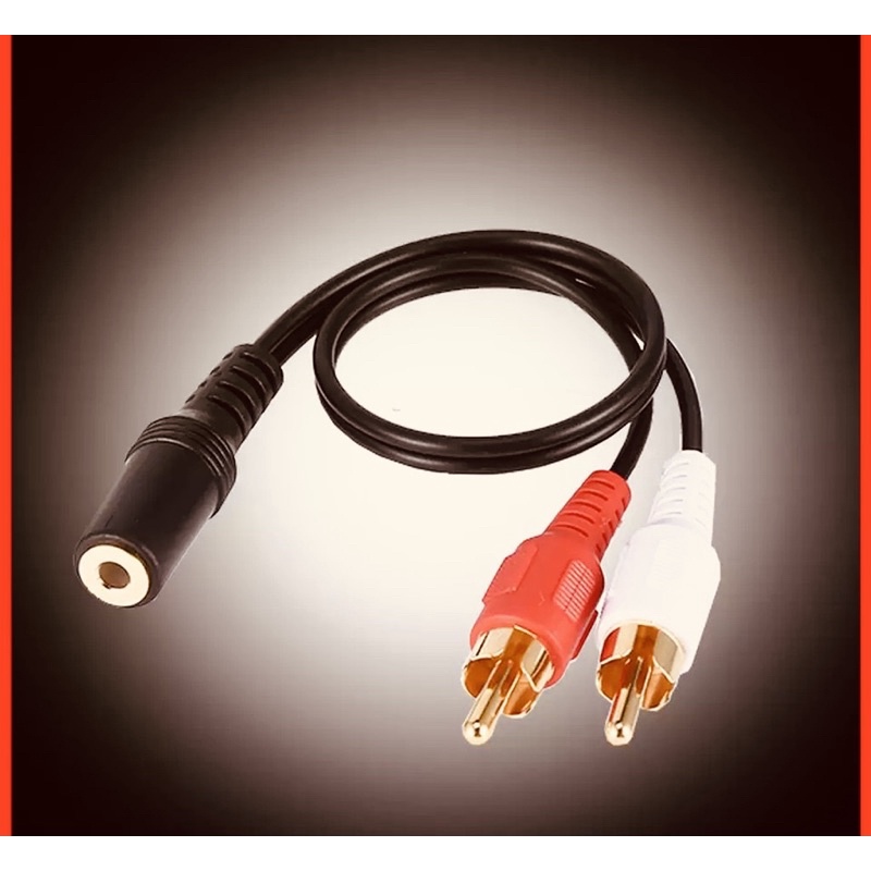 Cáp âm thanh 2 đầu Bông sen sang 3.5mm Âm màu Đen , Cáp Đầu Jack 3.5 Cái Ra 2 Đầu Hoa Sen (AV đực) , Cáp chuyển đổi từ cổng cắm 3.5mm sang 2 đầu cắm RCA chuyên dụng - Hàng Nhập Khẩu