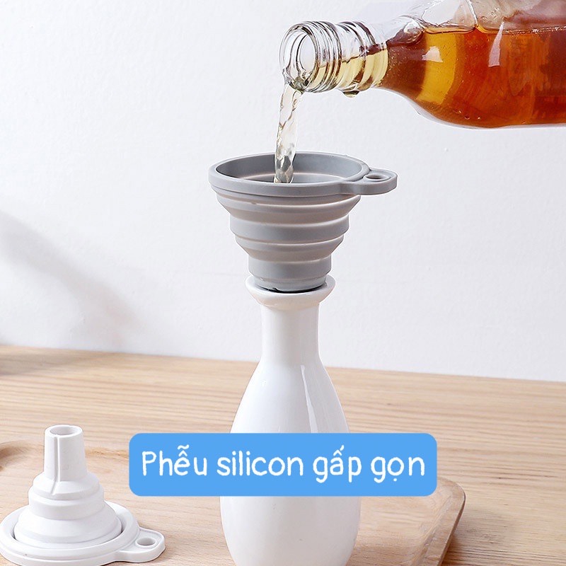 Phễu Gấp Gọn Silicon Tiện Lợi Rót Chất Lỏng Khô Ráo Sạch Sẽ