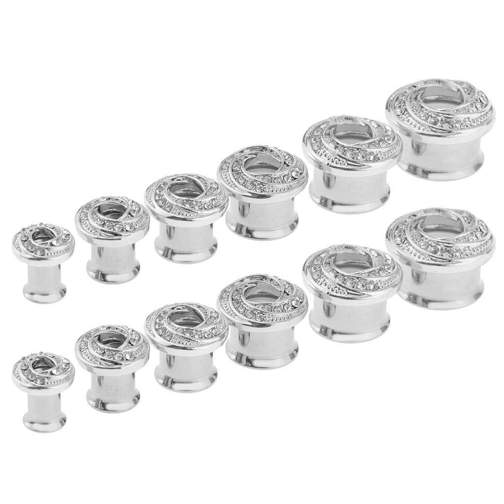 2PCS Stainless Piercing Round Ear Expanders Ear Piercing Tunnels Jewelry