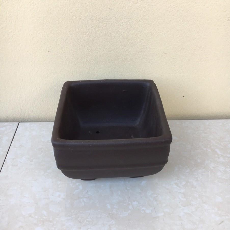 Chậu bonsai Vuông khum mini đất nung gốm Bát tràng 1 size BM-43