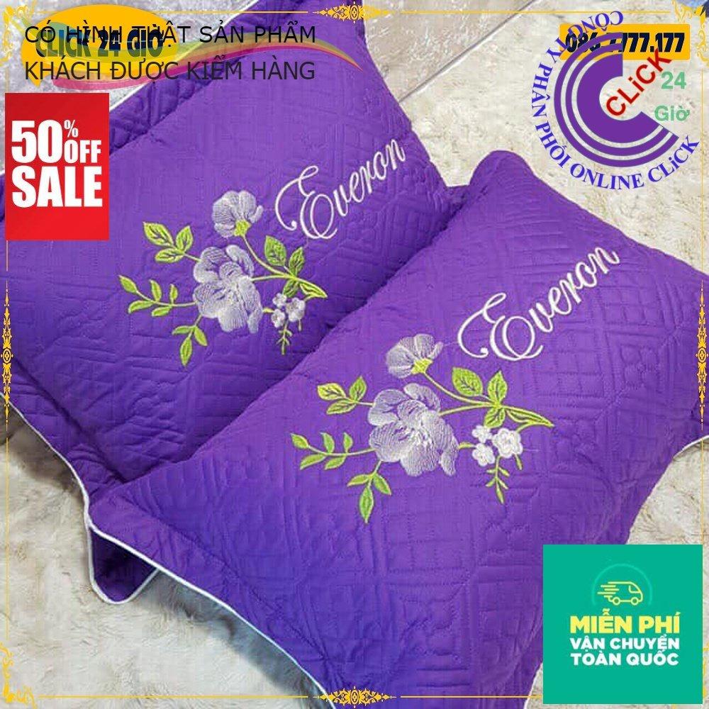 Vỏ Áo Gối Satin 40x60cm Thêu Chần Hoa Đẹp, Không Phai Màu, Không Xù, Khóa Kéo - Hàng Cao Cấp