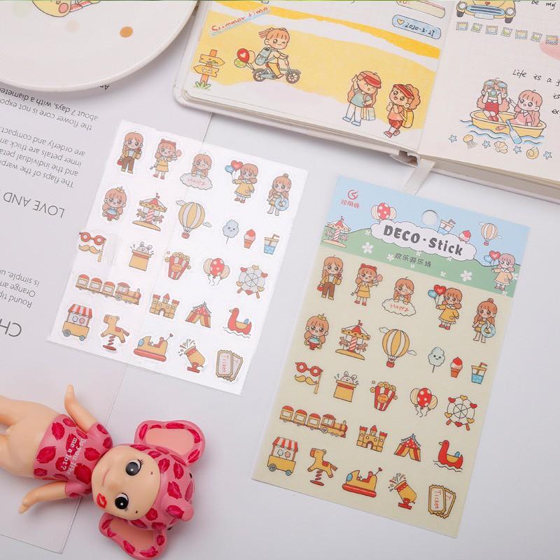 Set 2 tấm Sticker dễ thương theo chủ đề màu - MiuSua