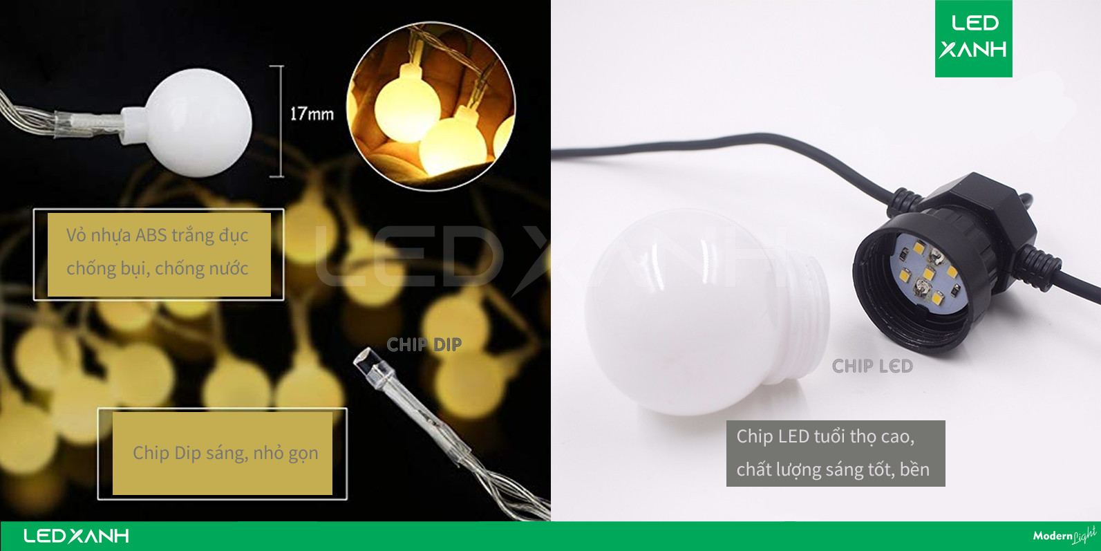 Đèn Led Trang Trí Bóng Tròn Dài Cao Cấp Hai Chế Độ Nguồn Pin AAA Hoặc Cắm Điện Trực Tiếp (Độ dài 2M/4M/6M) - Hàng Chính Hãng VinBuy - Dây Bóng Đèn Trang Trí Noel Lễ Tết Bền, Đẹp, Sang Trọng