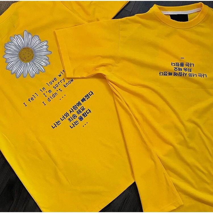 Áo thun tay lỡ form rộng ulzzang chữ Hàn daisy freesize nam nữ UNISEX