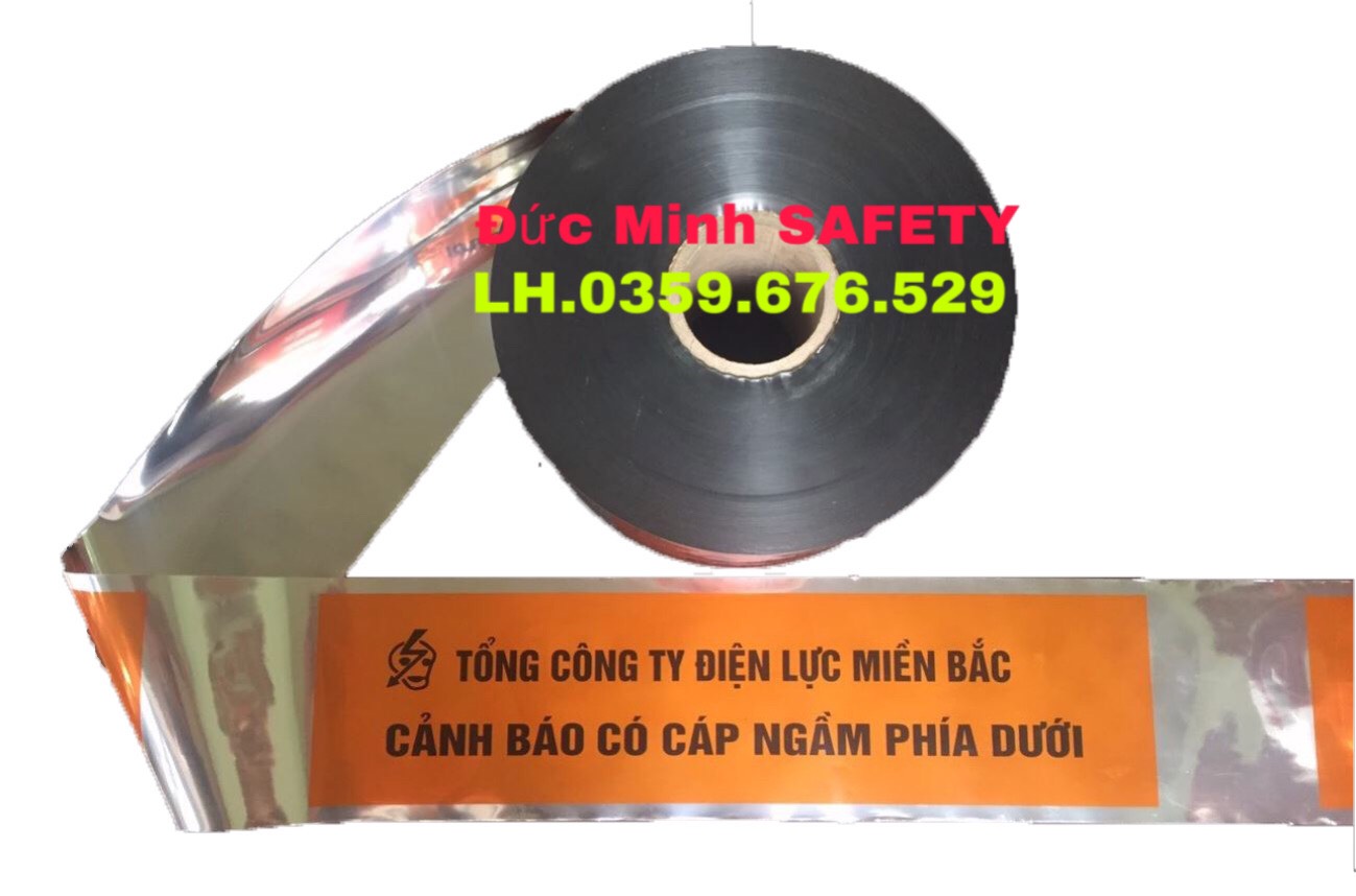 Băng cảnh báo phía dưới có cáp quang bằng màng kim loại-15CM X 500M