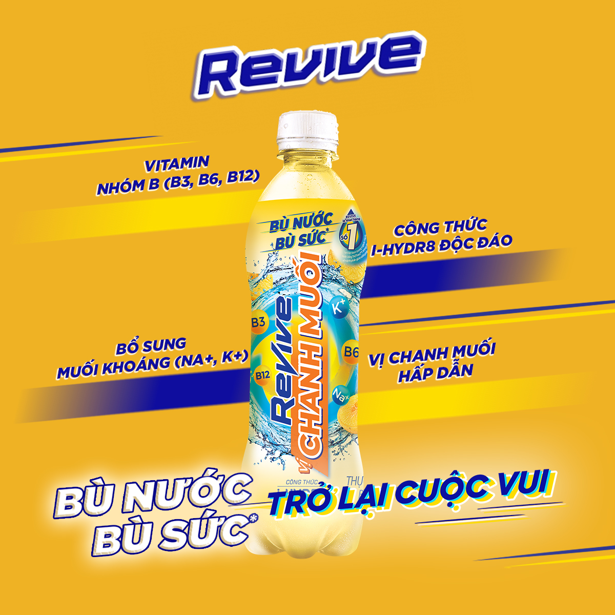 Thùng 24 Chai Nước Giải Khát Revive Chanh Muối (390ml/Chai)