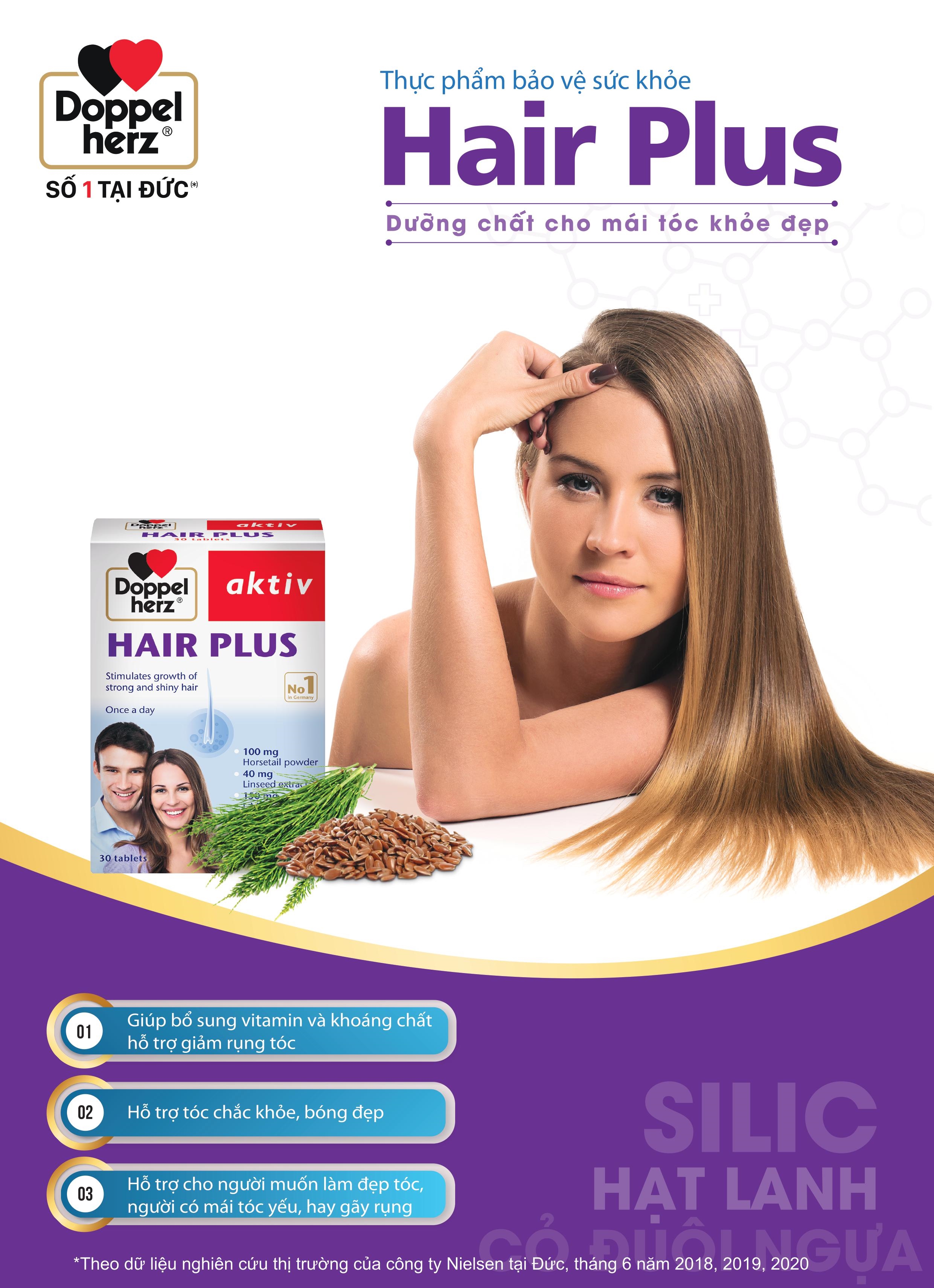 Viên uống chống rụng tóc và kích thích mọc tóc Doppelherz Aktiv Hair Plus (Hộp 30 viên)