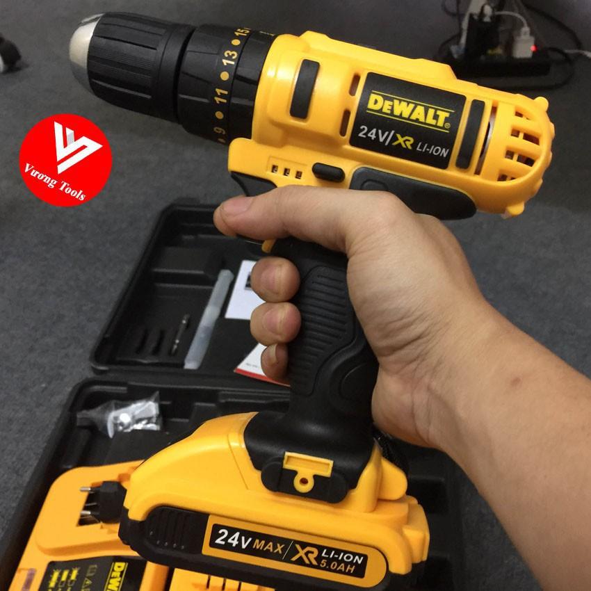 Máy Khoan Pin Dewalt 24V Có Búa, Máy khoan Cầm Tay Tặng Mũi Khoan