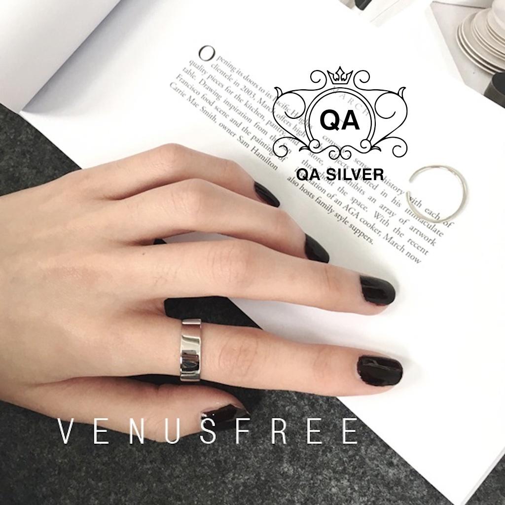 Nhẫn bạc trơn bản to nhẫn cặp đôi nam nữ bản rộng 5mm S925 MINIMAL Silver Ring QA SILVER RI191102