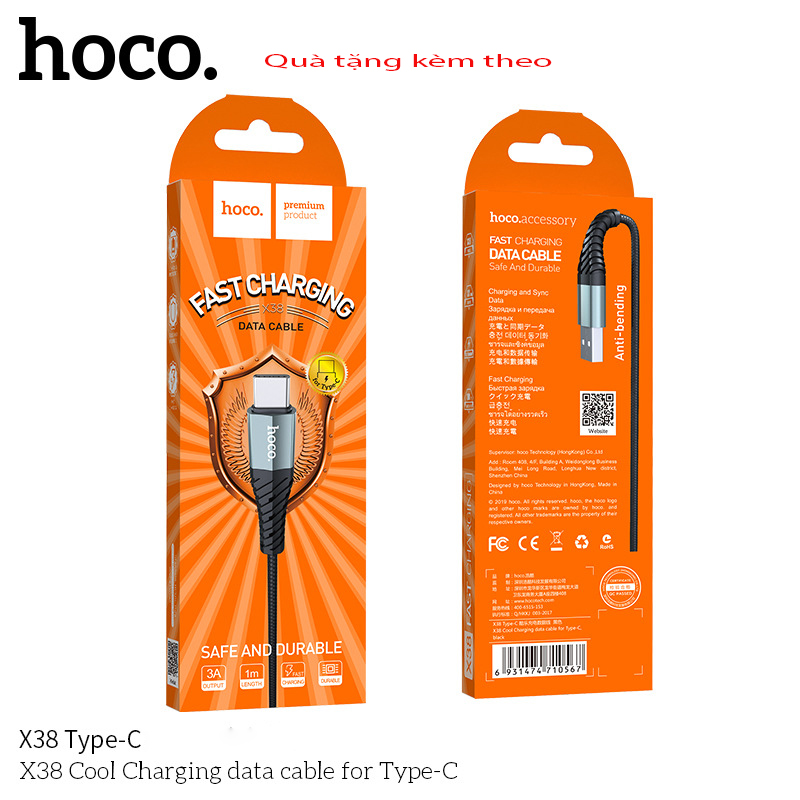 Bộ Củ Sạc Hoco C80 18W 2 cổng USB và TYPE C + Cáp Sạc Lightning- Hỗ trợ sạc nhanh QC3.0- Hàng chính hãng (Tặng kèm dây sạc hoco X38 TYPEC )