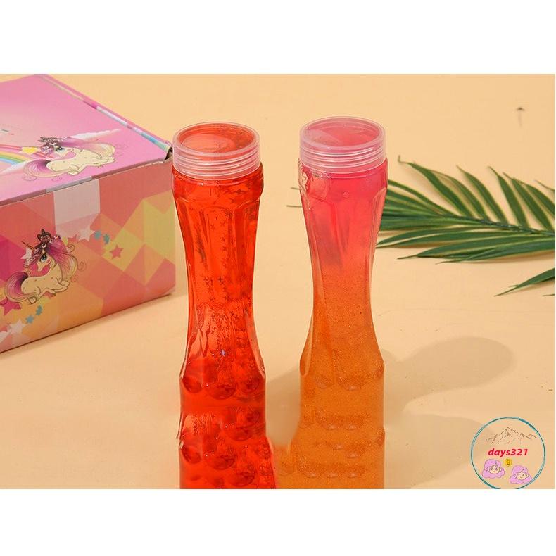 Slime DẠNG CHAI XOẮN 380ML charm nhũ đa dạng 9 màu cực đẹp Đồ chơi hũ slam chất nhờn ma quái squishy