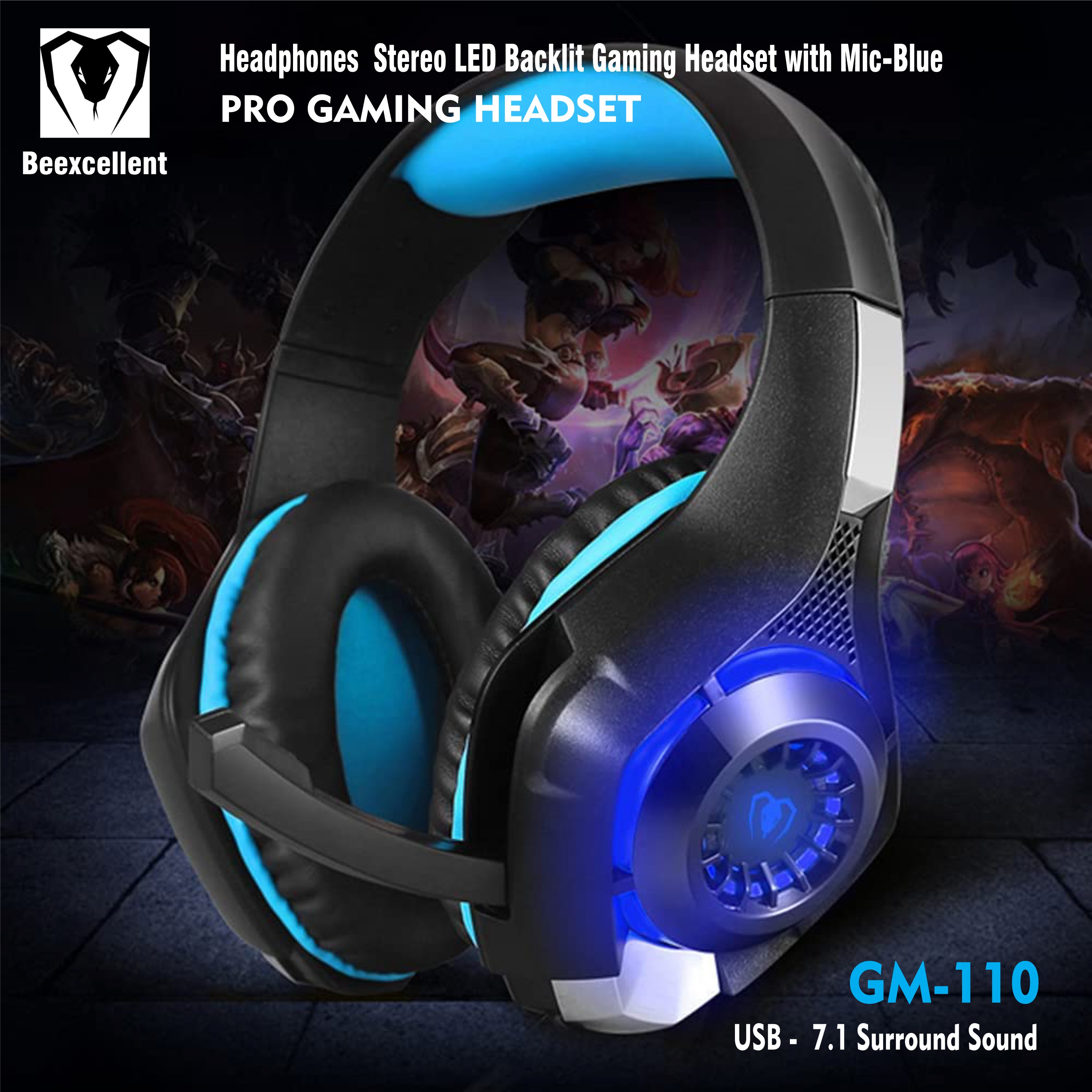 Tai Nghe Chụp Tai Beexcellent GM-110 7.1 LED Gaming - HN - HÀNG CHÍNH HÃNG