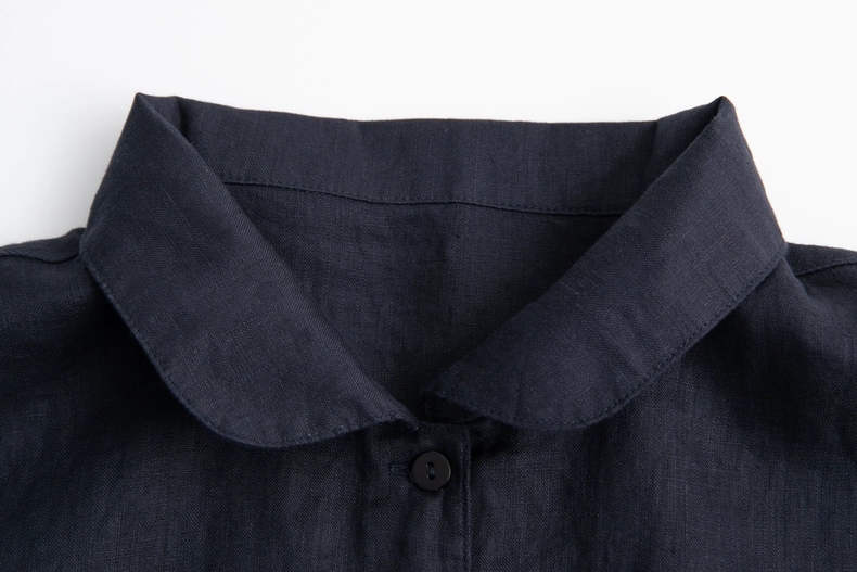 Đầm nữ suông dáng xòe cổ sen phối cúc kín đáo có kèm dây thắt eo chất liệu Linen cao cấp, thanh lịch