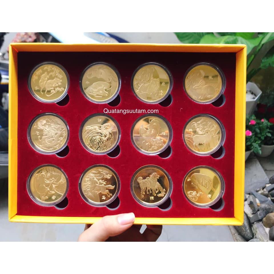 BỘ XU 12 CON GIÁP N ĐÀI LOAN KÈM HỘP SANG TRỌNG.
