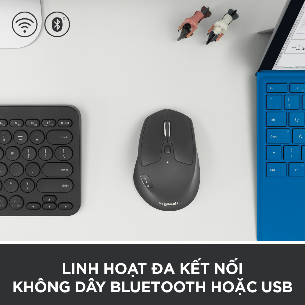 Chuột không dây bluetooth | USB Logitech M720 - Kết nối đa thiết bị, pin 2 năm, tương thích Mac | Windows - Hàng chính hãng