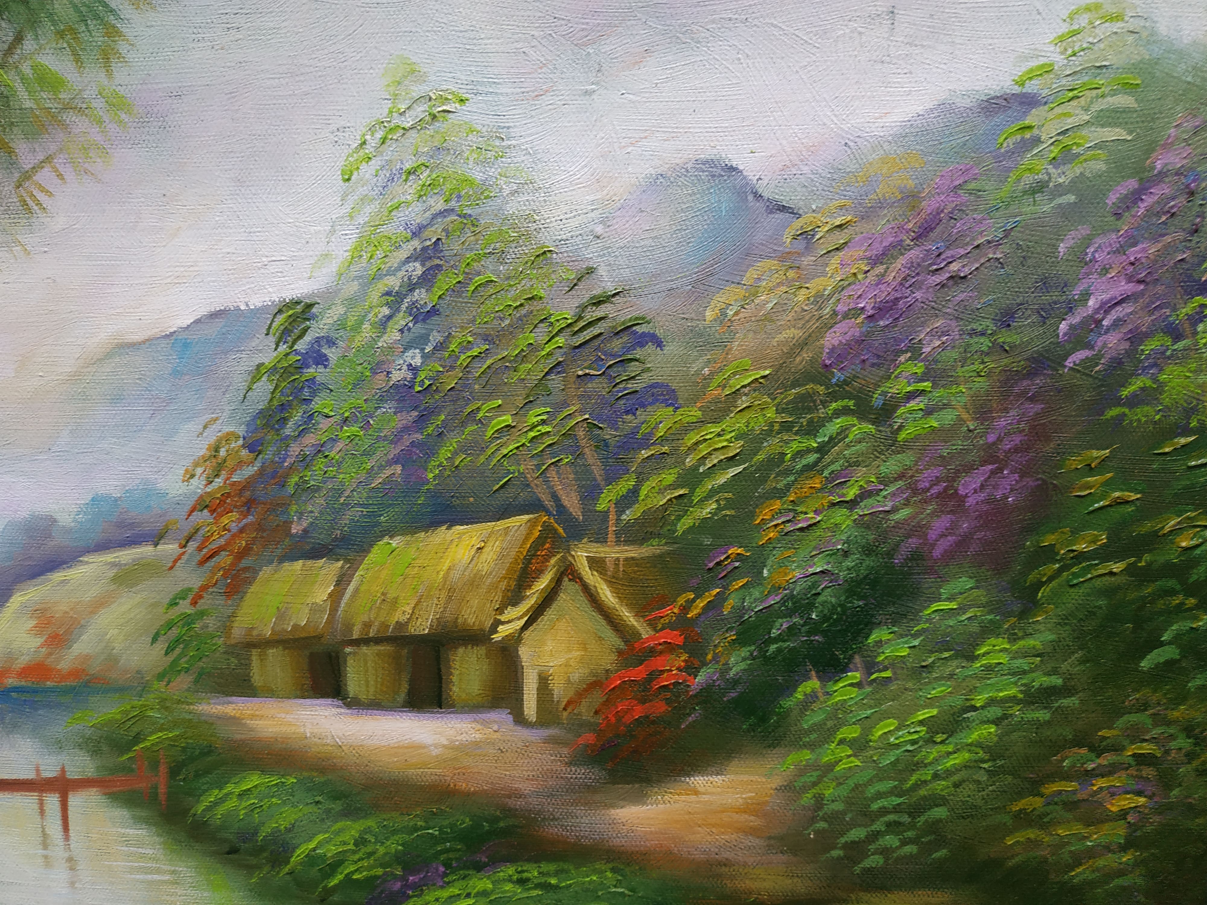 Tranh Sơn Dầu Vẽ Tay 100% - Chiều Làng 40x50cm