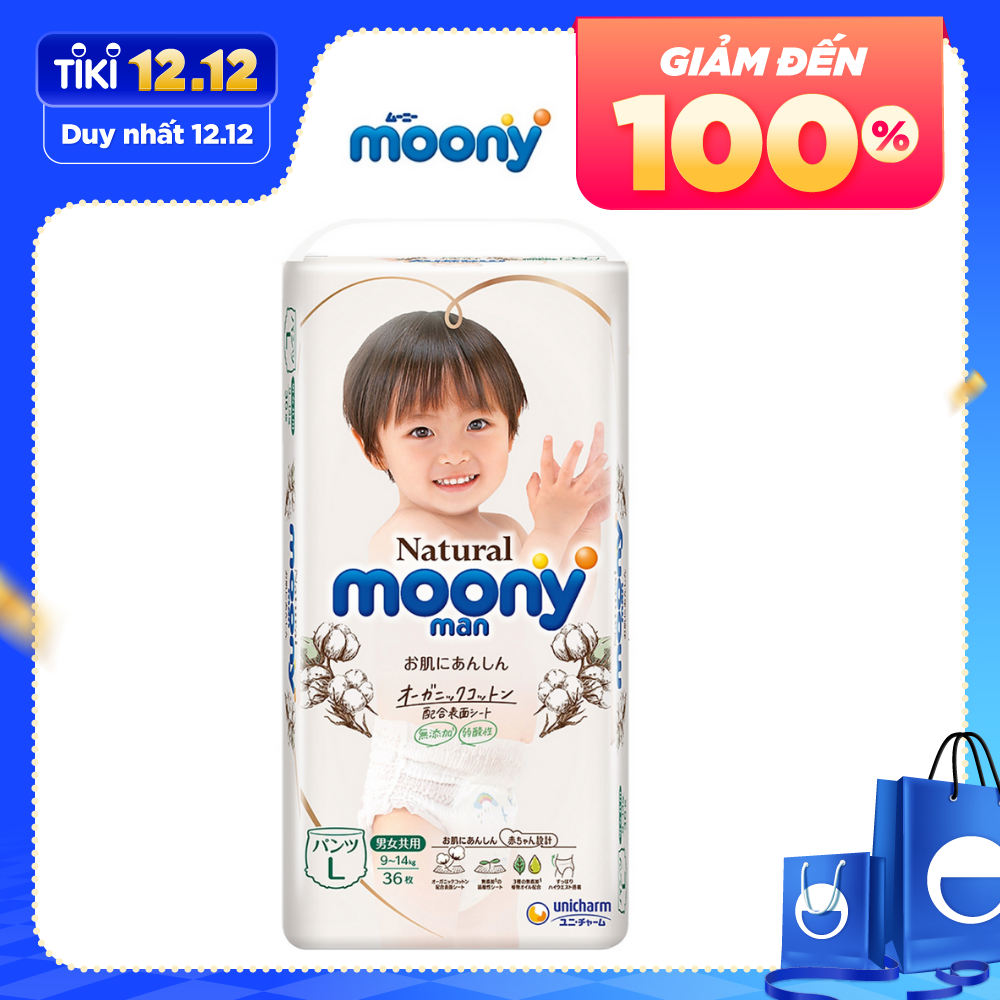 Tã Quần Moony Natural Bông Organic L36 (36 Miếng)