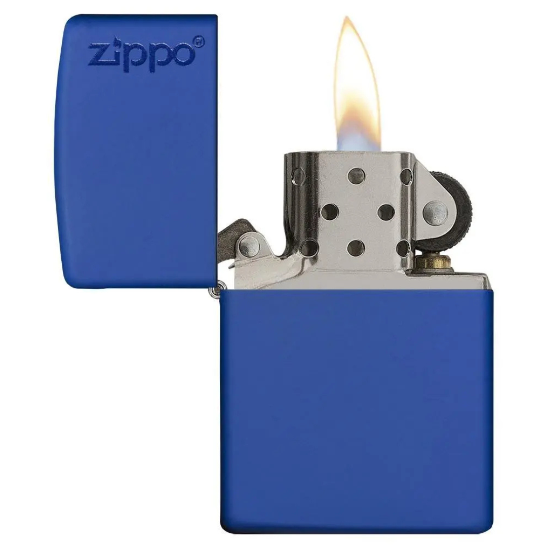 Bật Lửa Zippo Classic Royal Blue Matte Logo - Vỏ Đồng Thau Sơn Tĩnh Điện Xanh Dương Chống Vân Tay - Mã 229ZL (Chính Hãng Mỹ)