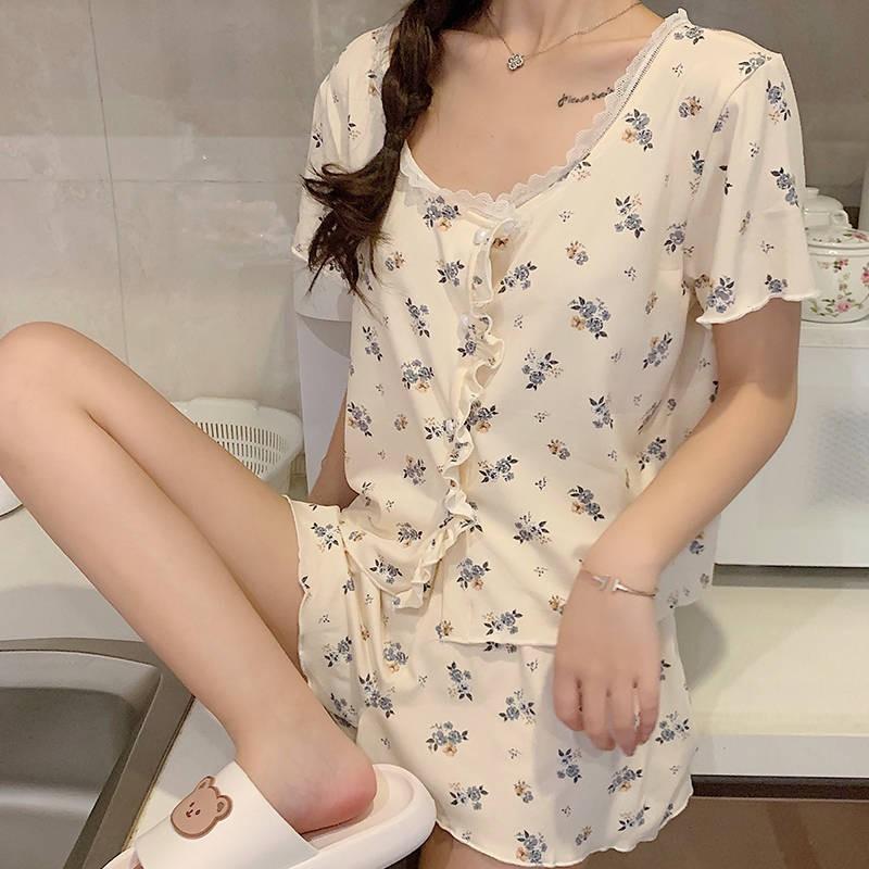 Bộ Đồ Mặc Nhà -Set Bộ Ngủ Hoa Nhí Siêu Nhẹ Mềm mại Phong Cách Nàng Thơ Guu DN26
