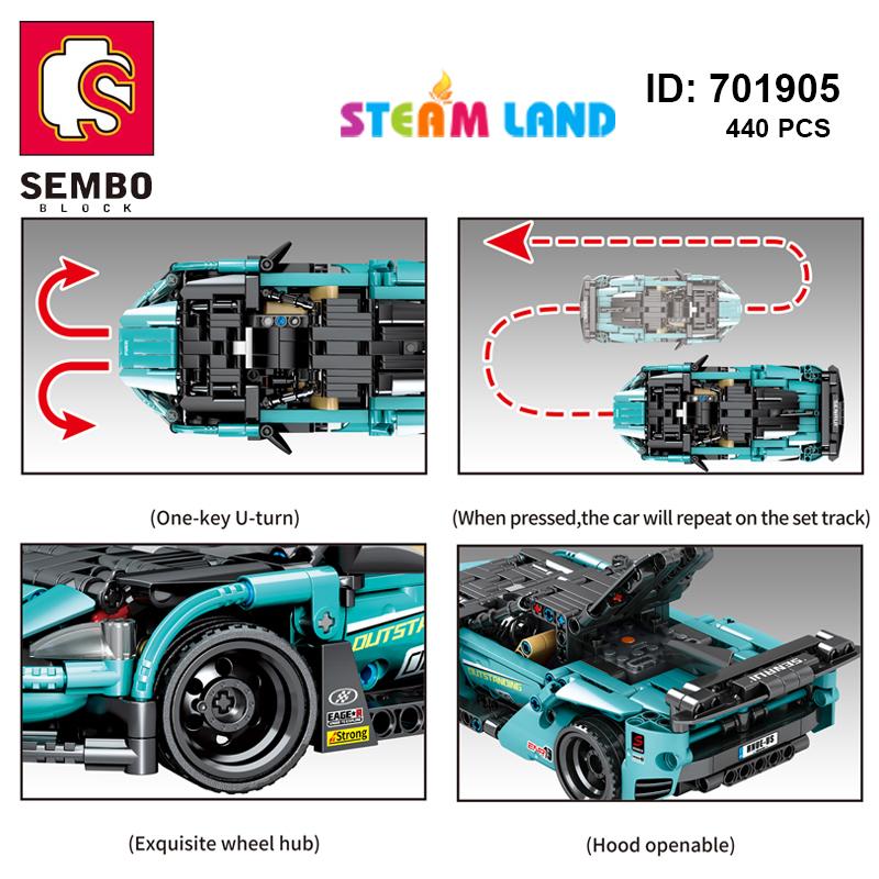 Đồ Chơi lắp ghép, xếp hình cho bé trai Xe Thể Thao Điều Khiển Từ Xa Lightning – SEMBO 701905