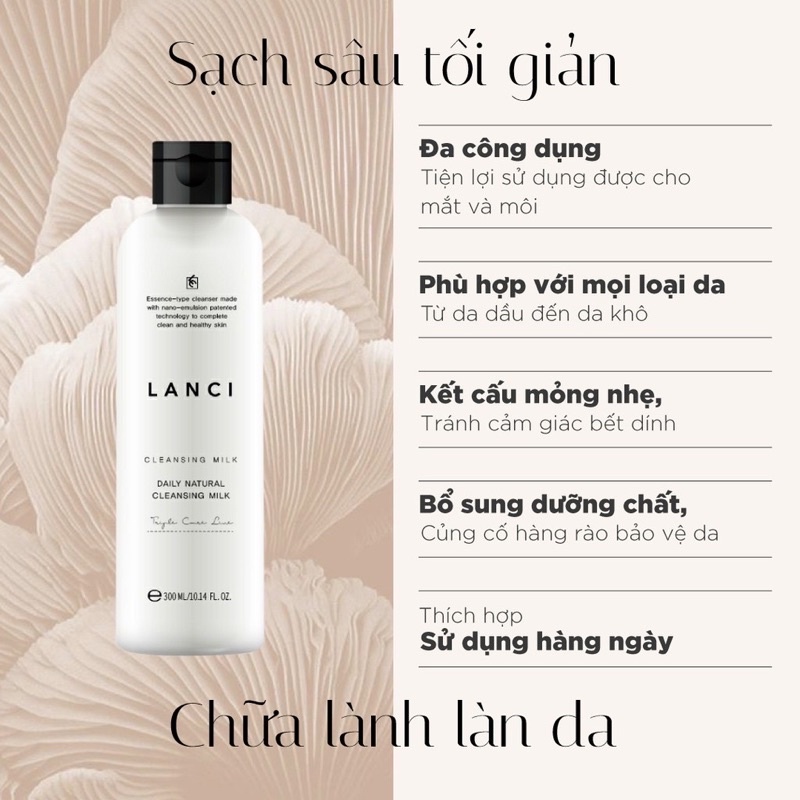 Nước tẩy trang đa năng LANCI dạng sữa giúp làm sạch sâu da mặt