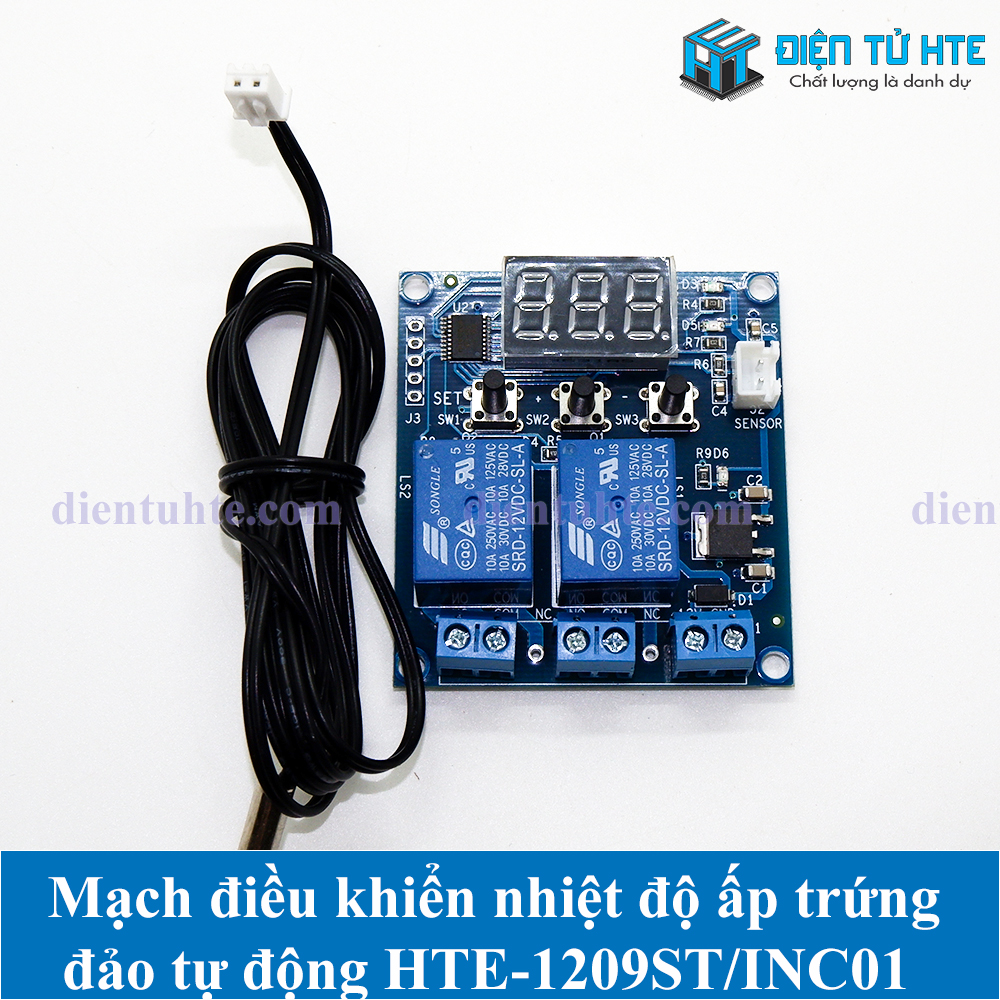 Mạch điều khiển nhiệt độ ấp trứng - đảo tự động - đếm ngày ấp HTE W1209ST INC01