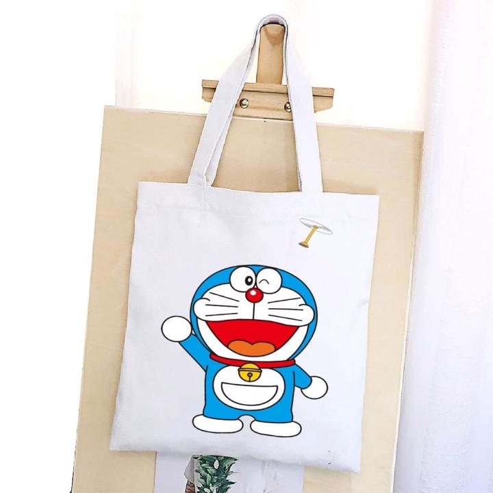 TÚI VẢI MEO MAY ĐORA ĐEO VAI TOTE CANVAS BAG CÓ KHÓA KÉO SIZE LỚN 33x38cm PHONG CÁCH CÁ TÍNH HOT TREND aomi