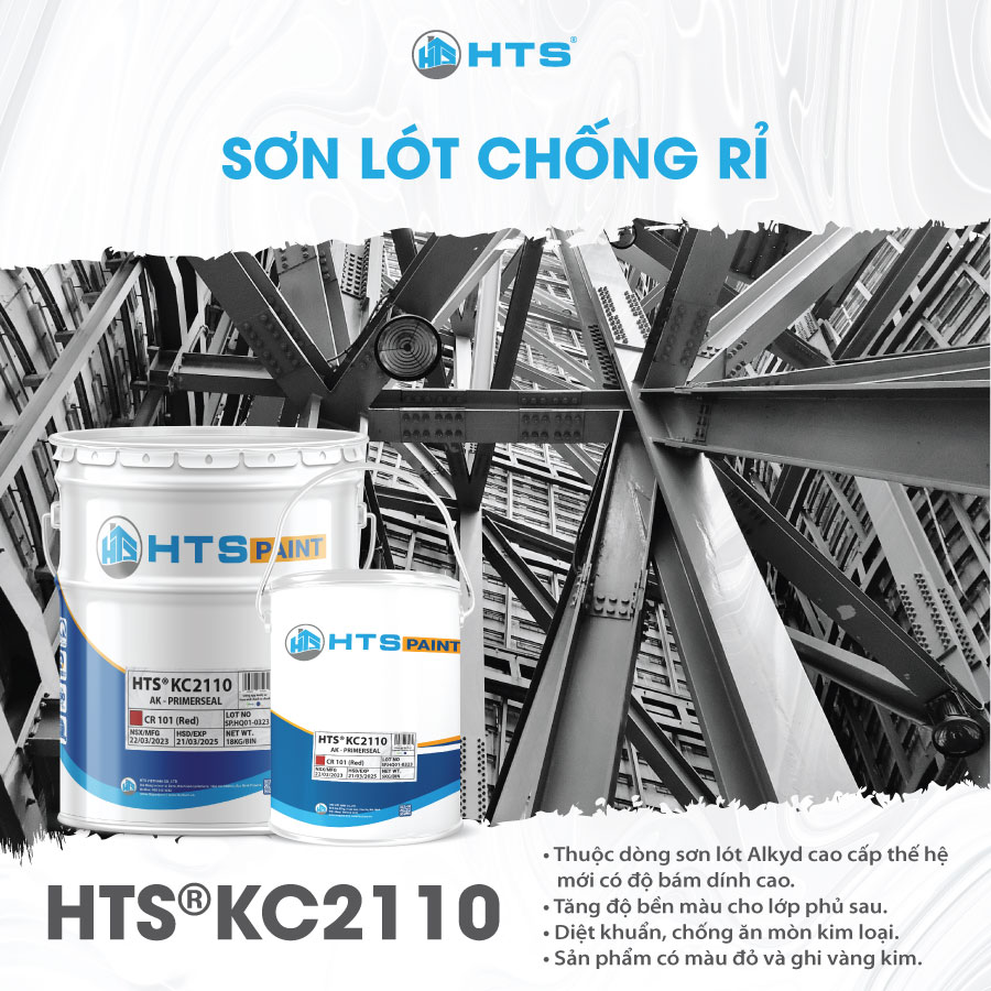 Sơn lót chống rỉ Alkyd HTS KC2110 lon 5kg - Siêu bám dính, chống rỉ, chống ăn mòn cao