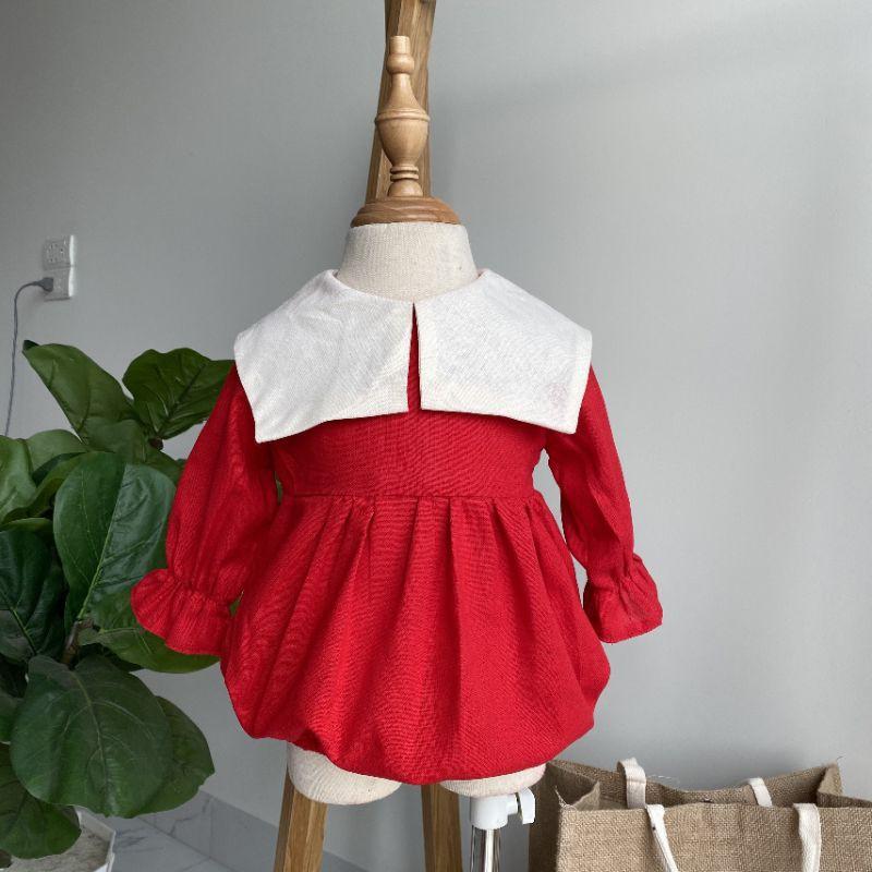 Bodysuit sơ sinh linen đỏ Đồ tết cho bé gái