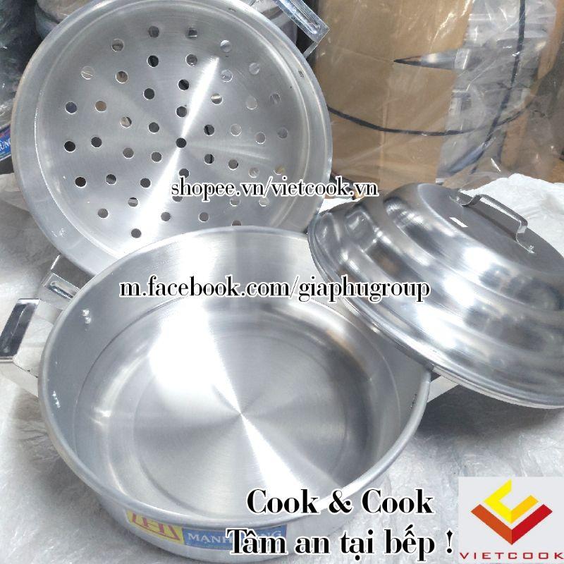 Bộ xửng hấp size 40 Nhôm Mạnh Hùng chuyên Hấp bánh bao, hải sản, rau củ, hấp đồ xôi
