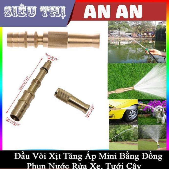 Đầu vòi xịt tăng áp mini Đầu vòi tăng áp đa năng bằng đồng tưới cây rửa xe cực mạnh 206587 tặng đai