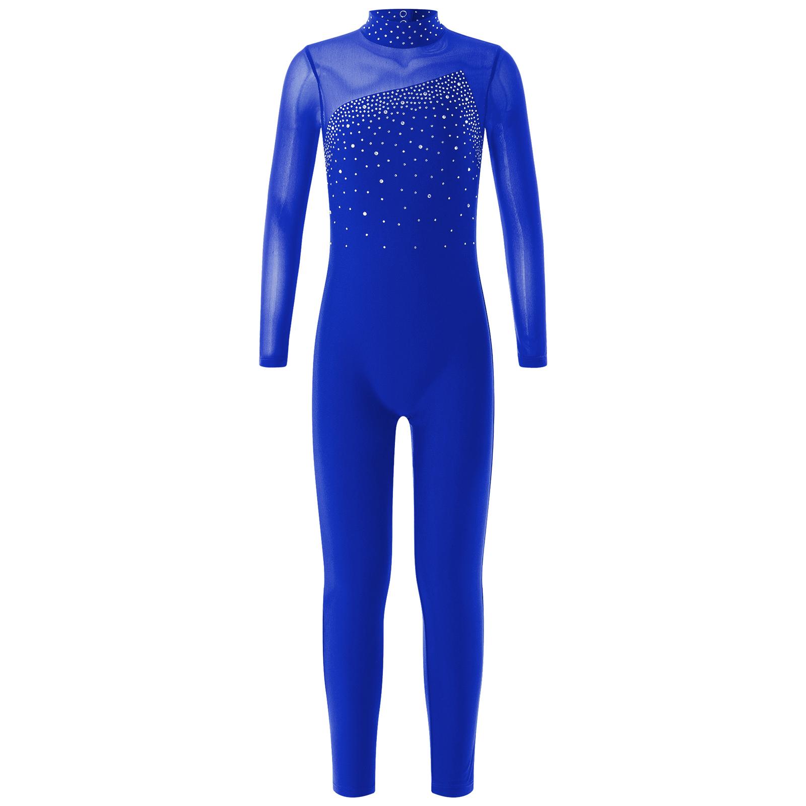 Thanh thiếu niên thể dục dụng cụ Jumpsuits Trẻ em Bodysuit Ice Bodysuit Shinestone Shinestone For Girls Long Sleeve Ballet Dance Thể dục dụng cụ thể dục dụng cụ Color: Burgundy Size: 8