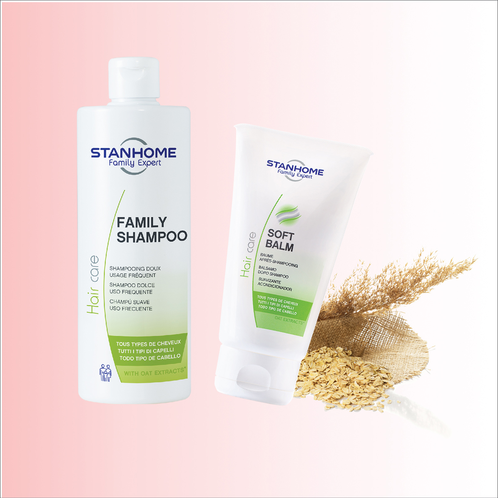 Combo Family shampoo - Dầu gội không xà phòng tinh chất Yến mạch 400ml và Soft balm - Dầu xả tinh chất yến mạch 150ml hạn 03/2023