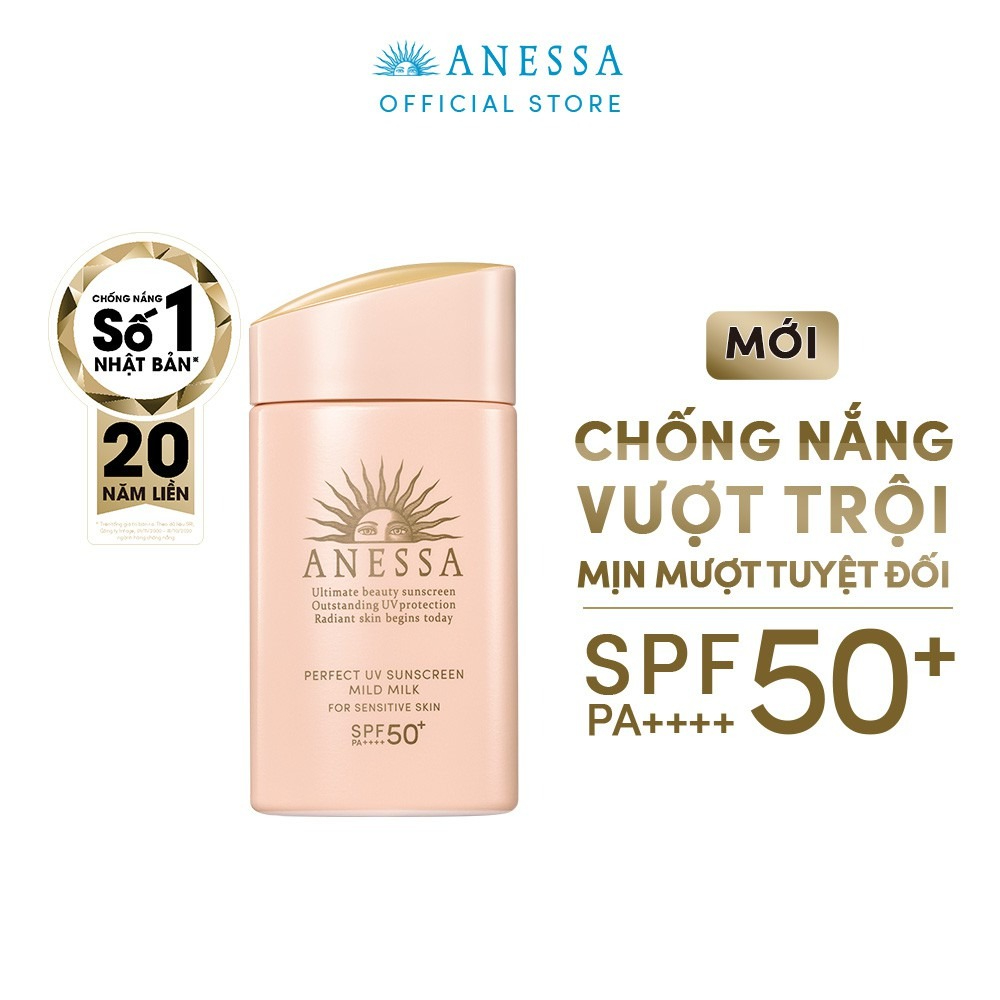 Sữa Chống Nắng Dịu Nhẹ Cho Da Nhạy Cảm Anessa Perfect UV Sunscreen Mild Milk SPF50+, PA++++ 60ml