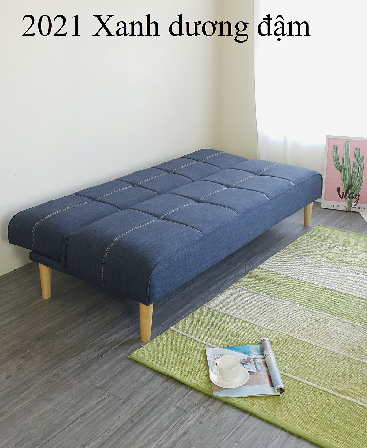 Sofa giường đa năng màu xanh ngọc 1m7