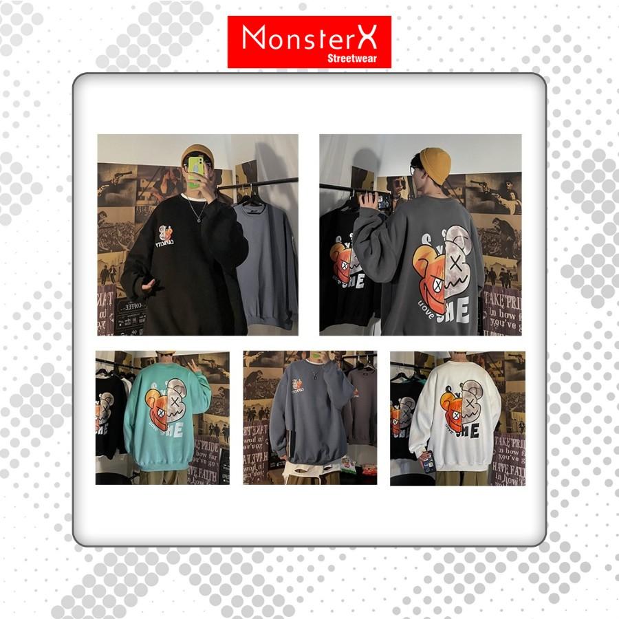 Áo dài tay NỈ BÔNG Unisex MonsterX Mikkey Sweater Ulzzang cặp đôi nam nữ form rộng oversize Hàn Quốc