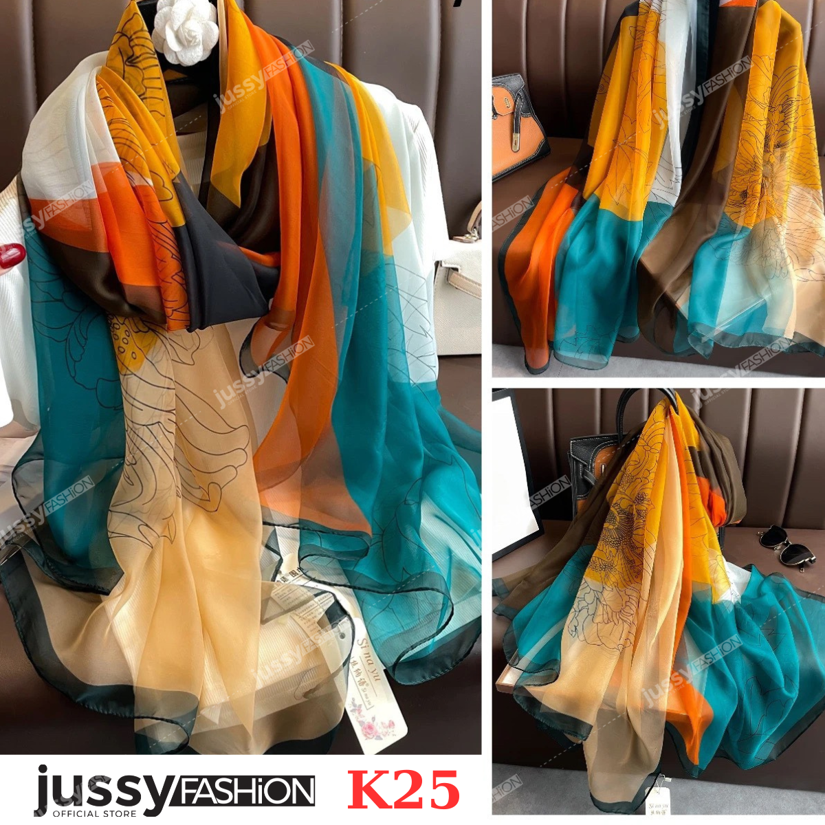 Khăn Linen 140x190cm Jussy Fashion Họa Tiết Khăn Lụa Cao Cấp Chống Nắng Mùa Hè Đi Biển Du Lịch Phong Cách Vintage