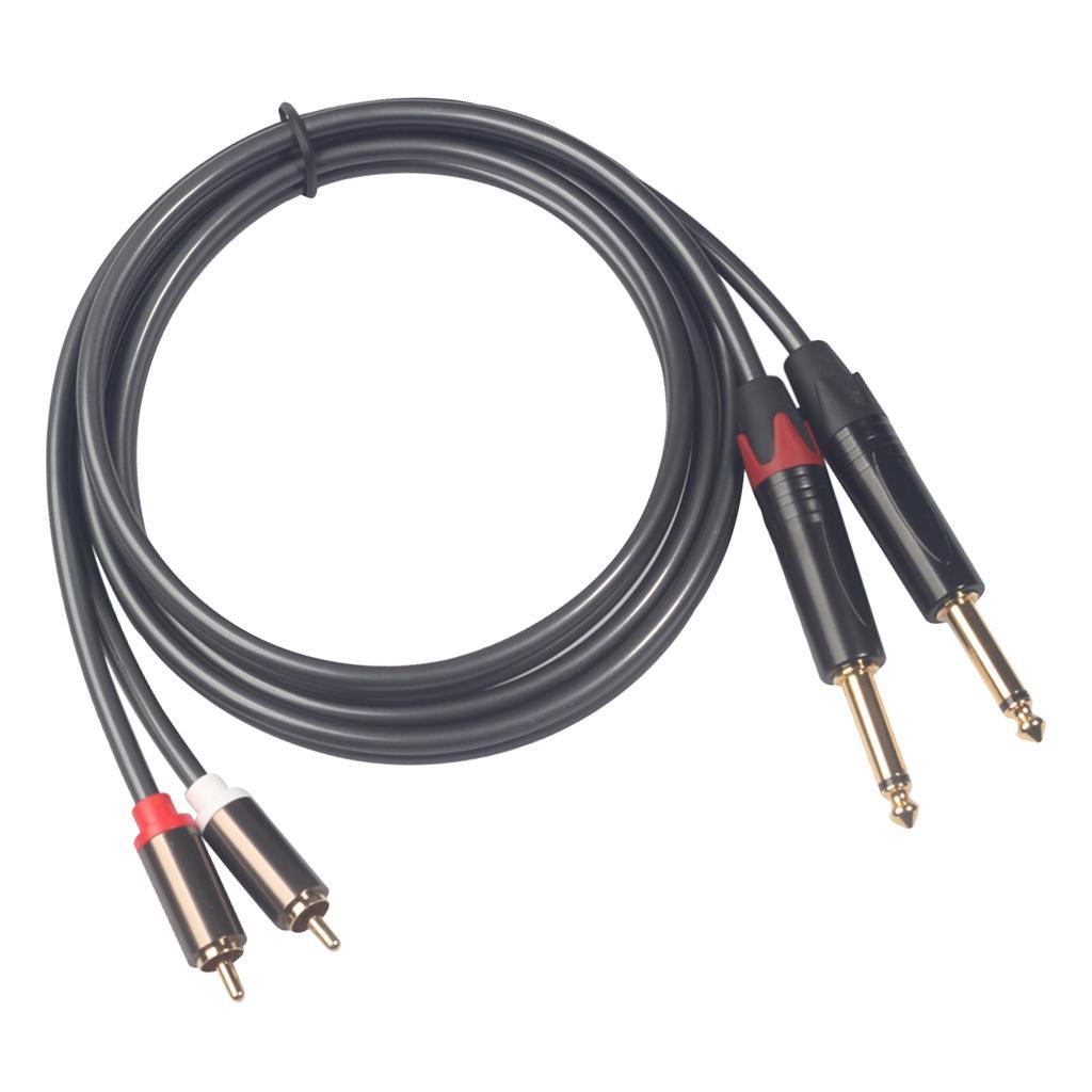 Fully Shielded 5-Ft Cable, Dual RCA Male to 2x 6.35mm 1/4" Mono Male