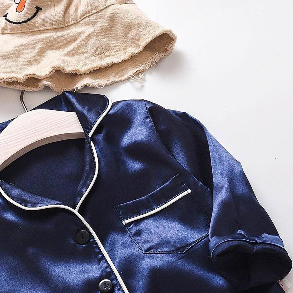 Bộ Pijama lụa dài tay cho bé ROSY KIDS , Bộ Đồ Ngủ Cho bé Chất lụa mặc đi ngủ hay đi chơi đều xinh từ 6-28kg
