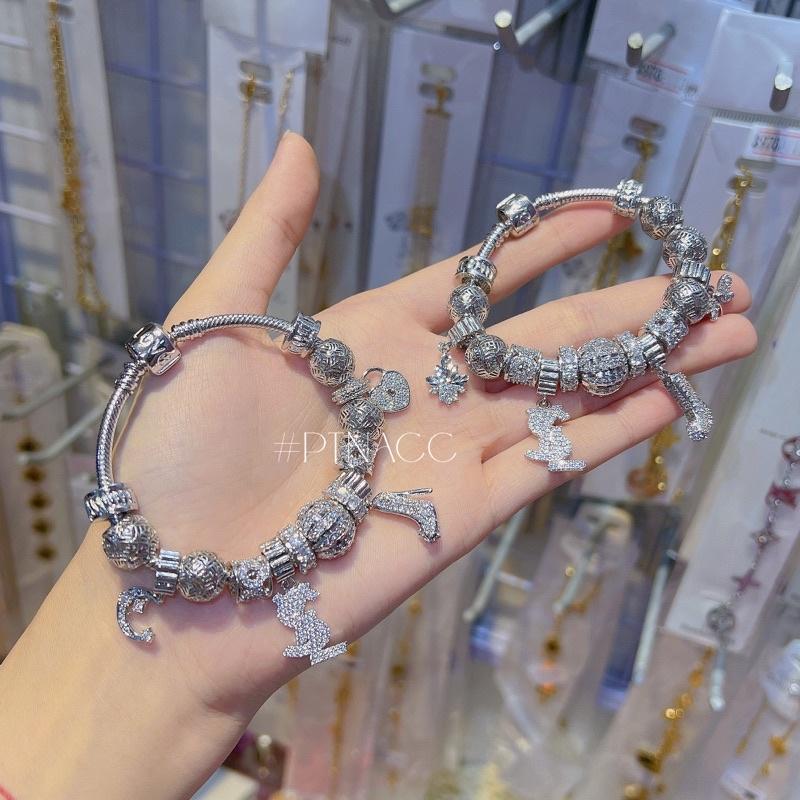 ᴾᵀᴺᵃᶜᶜ Vòng tay pandora xi bạch kim full charm | P762.5537