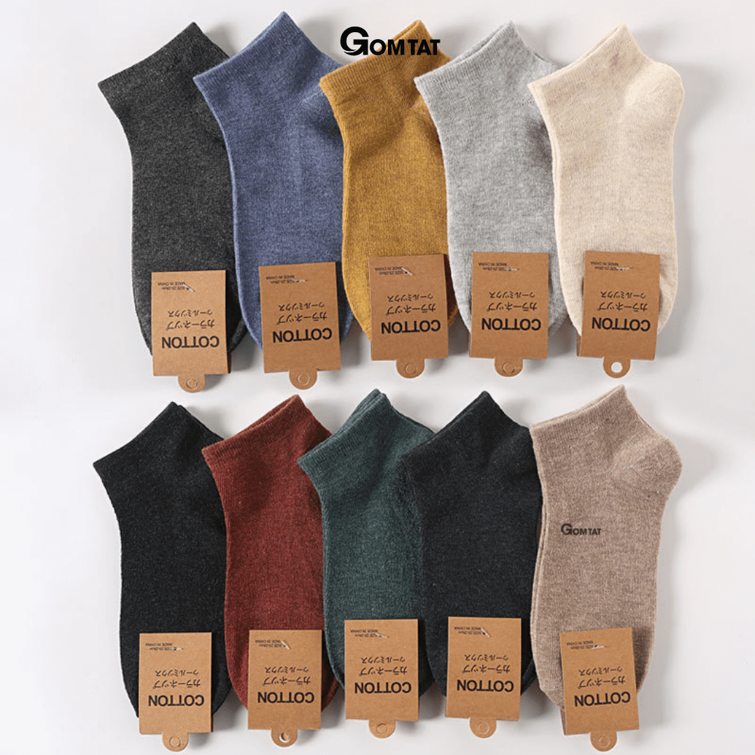 Set 10 Đôi Tất Cổ Ngắn Nam Nữ Chất Liệu Cotton Thoáng Mát Êm Chân - CB023