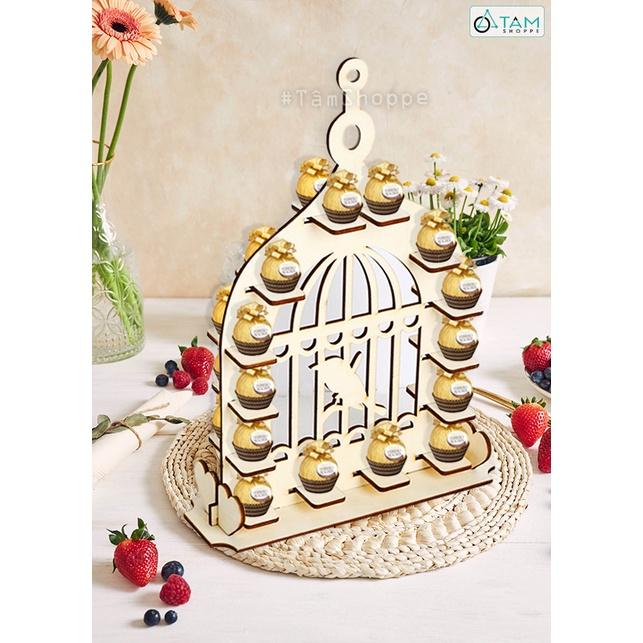 Giá đỡ chocolate lồng chim gỗ trang trí cưới TTC-22