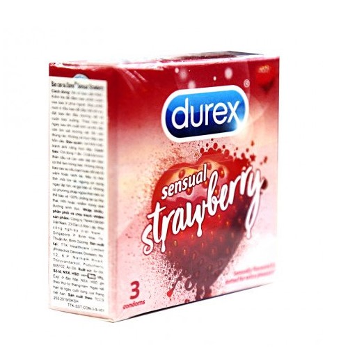 Bao Cao Su Durex Strawberry (3s) - Gai Nhỏ - Hương Dâu - Nhập Khẩu Thái Lan