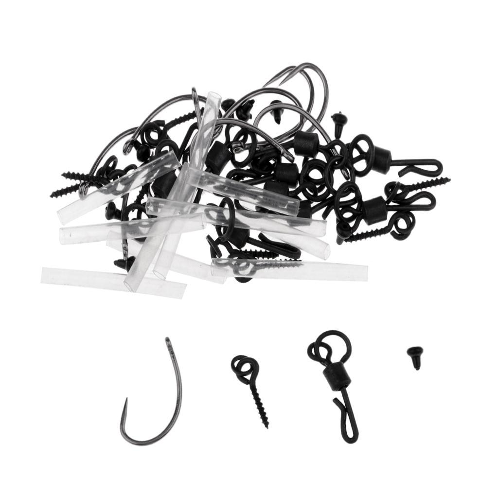20Set Ronnie Rigs Hair Rigs Barbless Hook Fishing Pop up Tackle Spinner Rigs