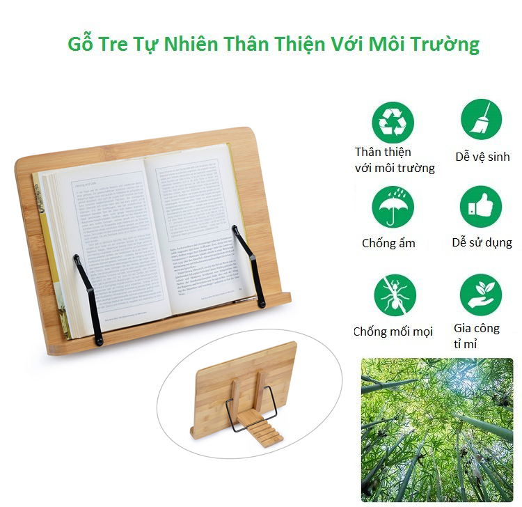 Kệ Đọc Sách, Giá Đỡ Đọc Sách, Giá Đỡ Đọc Kinh Bằng Gỗ Tre Hoàn Toàn Tự Nhiên Giúp Tập Trung Đọc Sách và Học Tập - SNF Bamboo and Craft