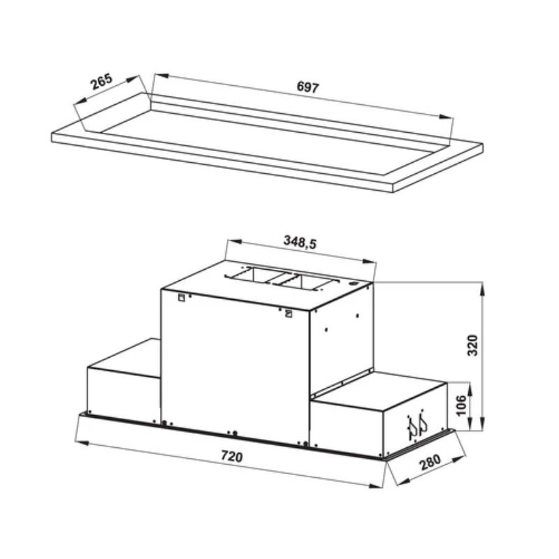 Máy Hút Mùi Âm Tủ Hafele HH-BI72A 533.80.027 - Công Suất 1200 m3/giờ - 8 Cấp Độ Hút - Hàng Chính Hãng