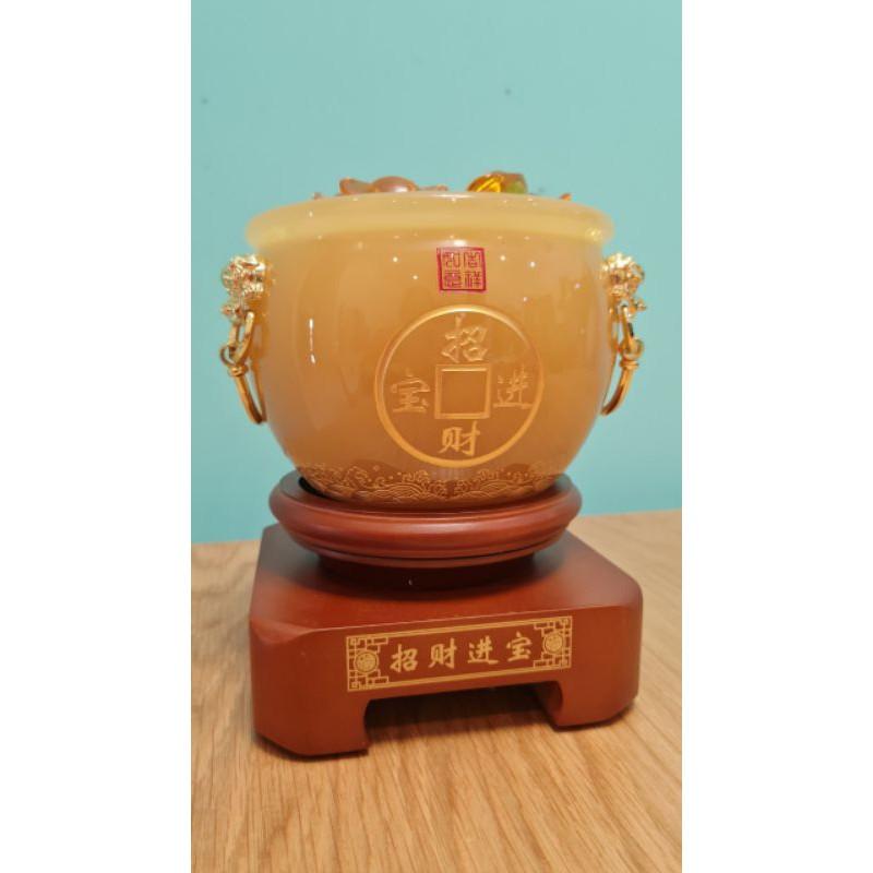Bát Tụ Bảo Đá Ngọc Chiêu Tài Lộc, kích thước 15cm, Có đế đẹp