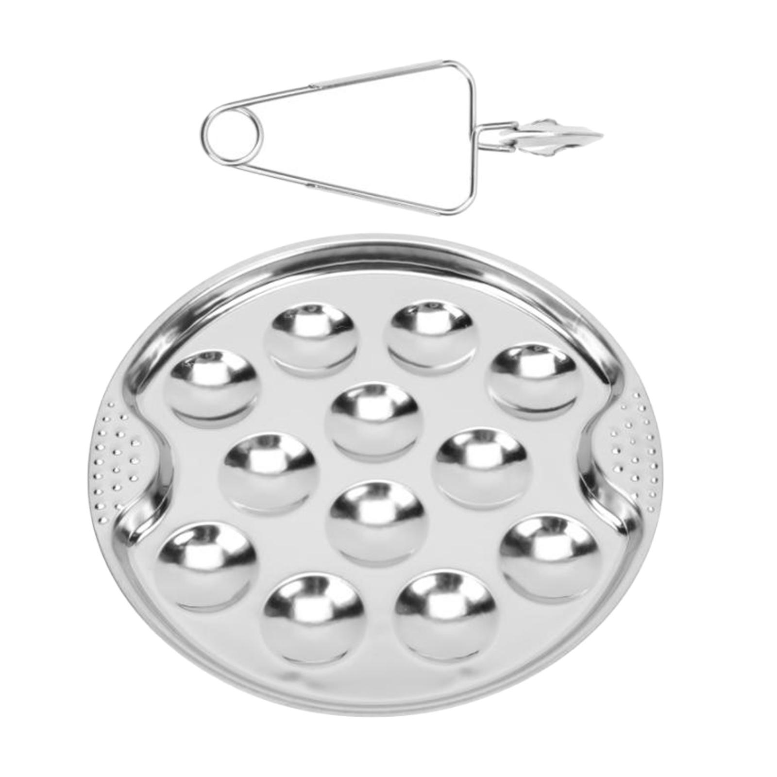 Snail Plate with Escargot Tongs 12 Compartment Holes Tableware for Cooking
