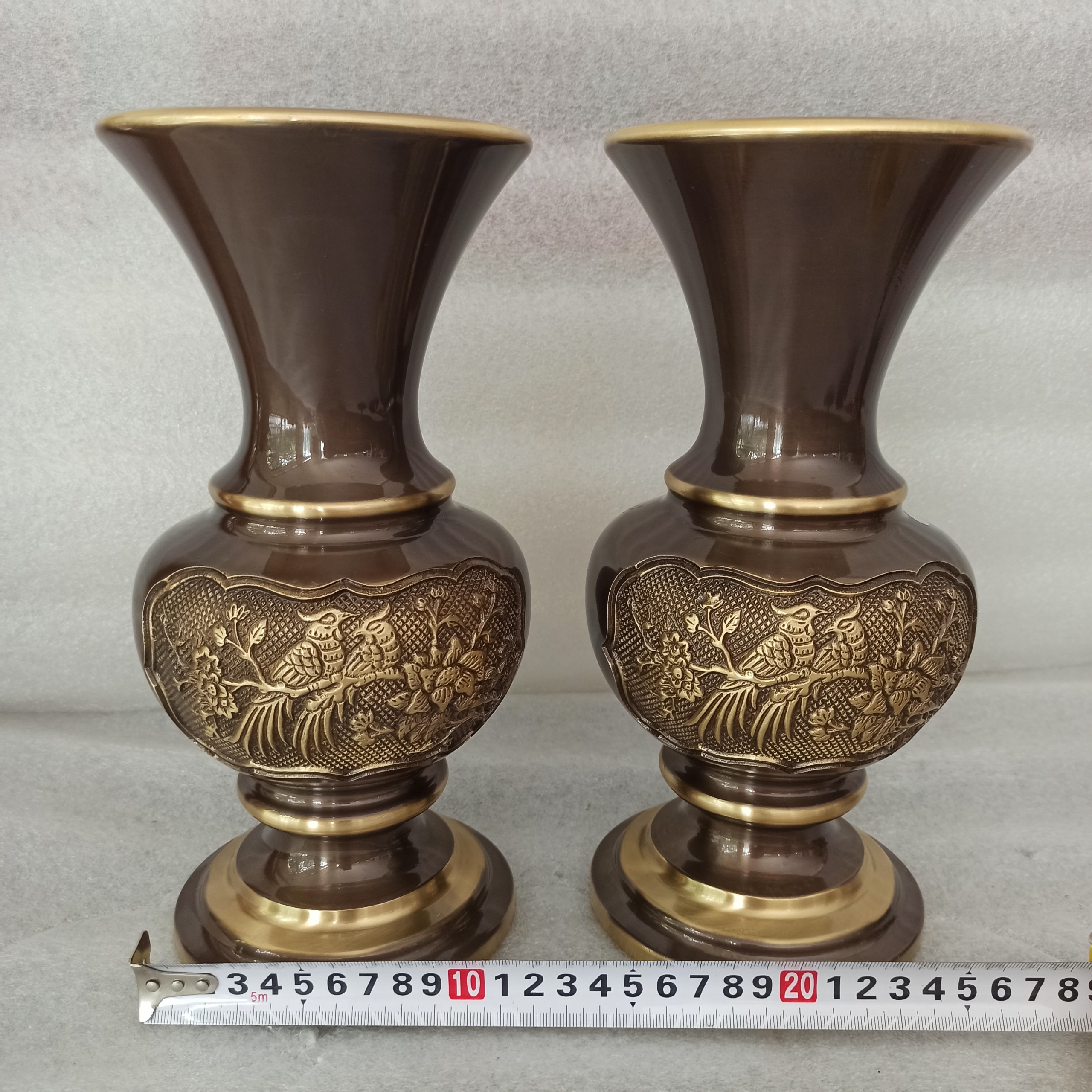 Bình bông đồng, lọ hoa đồng đúc thủ công, lọ hoa đồng thau-Đồ đồng Nguyệt Ánh